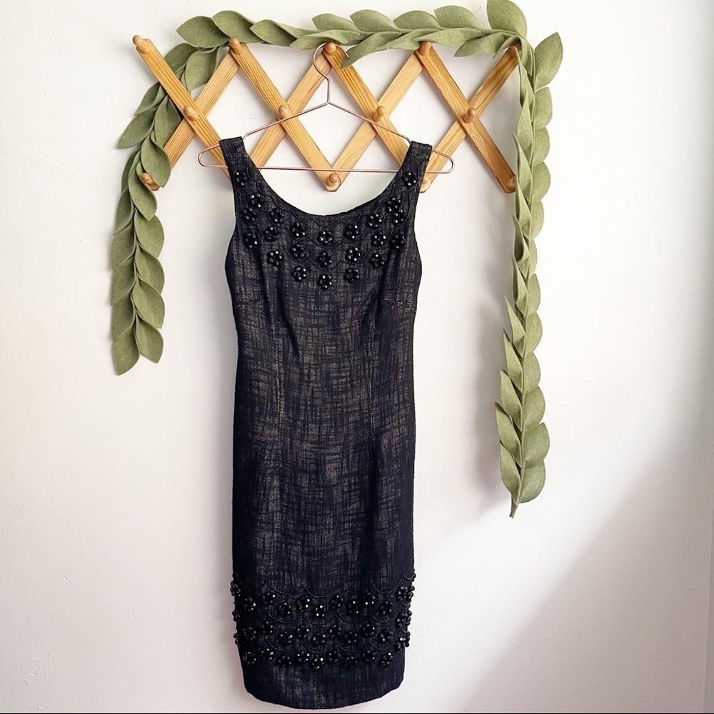 Milly Black Beaded Sheath Dress